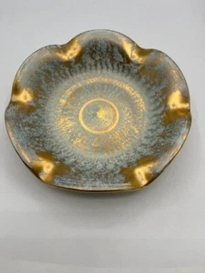 STANGL POTTERY Gold Turquoise White Fluted Fruit Bowl (4062) No Chips Or Cracks - Picture 1 of 5