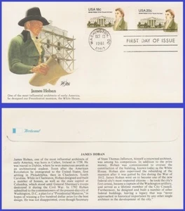 USA5 #1935 U/A FLEETWOOD FDC Combo2  James Hoban - Imagen 1 de 1