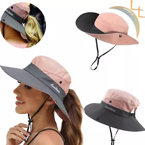 Women's Wide Brim Shade Sunscreen Sun Hat Cowboy Hat Foldable Exposed Braid - Picture 1 of 27