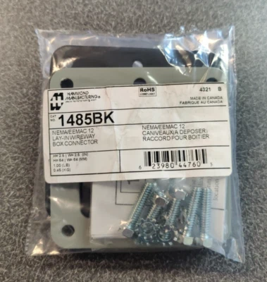 Hammond 1485BK wireway fitting, box connector, 2.5 x 2.5" carbon steel - Image 1 of 2