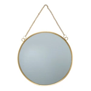 Sass & Belle Gold Round Mirror Chain Link Wall Hanging Mounted Bedroom Home Deco - Picture 1 of 3