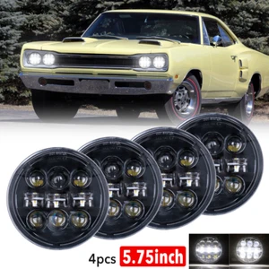 4PCS 5-3/4 5.75" Inch Black LED Headlights Halo For Ford Galaxie 500 1962-1974 - Picture 1 of 12