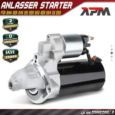 Anlasser Starter 1.7 KW 9 Zähnez. für BMW 3er E46 E91 5er E60 6er E64 X3 E83 - Bild 1 von 4