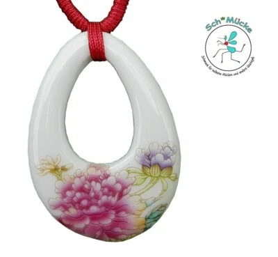 Halskette Keramik Blumen Kunst Retro Amulett Glücksbringer Geschenkidee Rarität - Bild 1 von 2