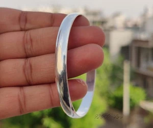 Round Silver Bangles 925 Sterling Silver Handmade Women Bracelets All Size SH269 - Picture 1 of 6