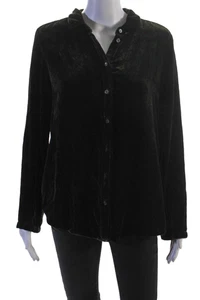 Velvet by Graham & Spencer Damen Velour Button Down Bluse Dunkelgrün Größe M - Bild 1 von 13