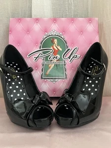Pin Up Couture Shoes Cutie Black Patent Pump 6 - Picture 1 of 13