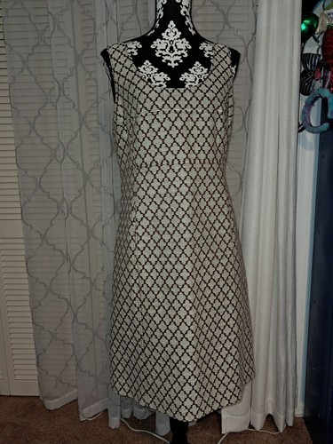 Abito da lavoro estivo foderato marrone Tory Burch 12 senza maniche tasche