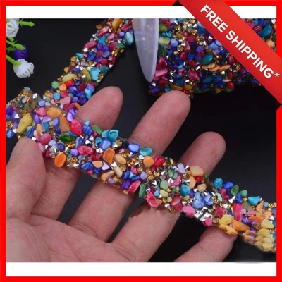 Versatile 1m Colorful Rhinestone Trim - Ideal for Wedding, Crafts & Home Decor - Image 1 of 4