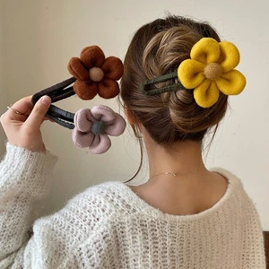 Plush Flower Hair Clip Large Flower Hairpins Floral Duckbill Ponytail Shark Clip - Picture 1 of 21