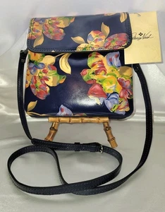 Patricia Nash Balluri ๐ฏ Leather Xbody In Le Fleur Navy Print Magnetic Snap... - Picture 1 of 6