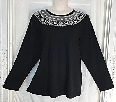 Croft & Barrow 2X Reno Árboles de Navidad Copos de Nieve Negro-Azul Marino Blanco Fair Isle Foto 1 de 4