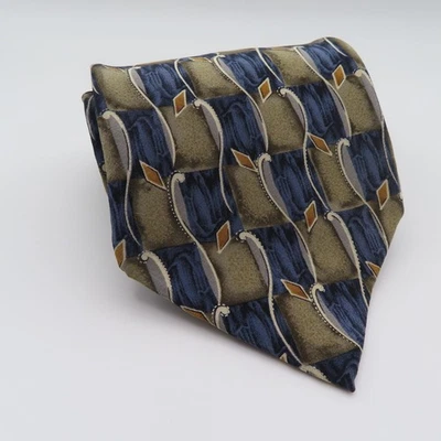 Cocktail Collection Silk Tie Gray Blue Check 3.75" Wide 59" Long Champagne - Image 1 of 4