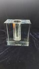 Crystal Block Vase/Paper Weight.Clear Frosted Middle.heavy