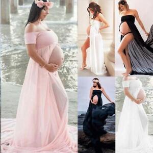 Women Maxi Dress Pregnant Maternity Photography Prop Split Long Photo ShootЙ