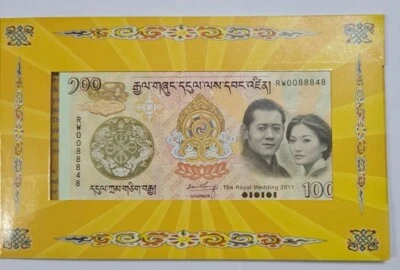2011 BHUTAN 100 Ngultrum ''Commemorating The Royal Wedding" With Folder @ Fancy  - Image 1 of 4