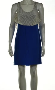 Vena Cava Womens Dress Size 4 Blue White Gray Sheath Above Knee Sleeveless Silk - Picture 1 of 5