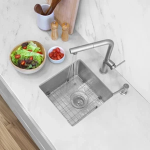 15'' DRUZY S-317G SINK NEW! 18 Gauge Stainless Steel w/ Grid & Basket Strainer - Picture 1 of 5