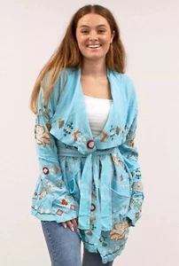Kris Jacket by Caite Size SMALL Alaskan Blue Handmade Ethically in India - Picture 1 of 12