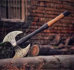 CUSTOM HAND FORGED CARBON STEEL VIKING TOMAHAWK HUNTING HATCHET DOUBLE EDGE AXE - Picture 1 of 1
