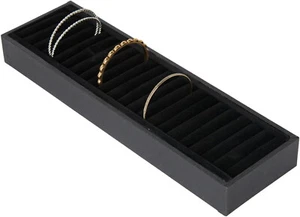 3 - 21 Section Black Bracelet Bangle Trays Velvet Insert Showcase 4" x 14" x 1" - Picture 1 of 11