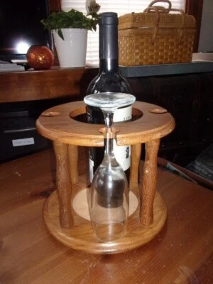 Dolphin Teakwood Wine and Wine Glass Holder - Used - Image 1 of 4