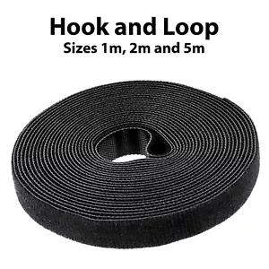Hook and Loop Tape | Reusable Self Gripping Cable Ties | Black Cable Tie Straps - Picture 1 of 10