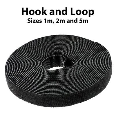 Hook and Loop Tape | Reusable Self Gripping Cable Ties | Black Cable Tie Straps - Image 1 of 4