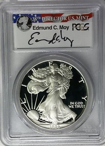 1986-S Silver American Eagle PR 69 DCAMPCGS Signed Edmund May - Picture 1 of 2