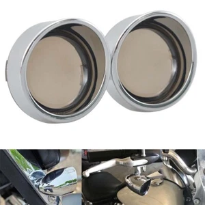 2pcs Smoke Turn Signal Light Lens Cover w/Chrome Bezel Visor For Harley Softail - Bild 1 von 13