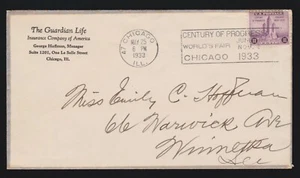 US 1933 Guardian Life Insurance Company of America Advertising Cover (-209) - Picture 1 of 3