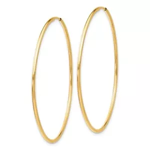 Real 10kt Yellow Gold Polished Endless Tube Hoop Earrings 1.25mm thick 1.8" dia - Picture 1 of 6