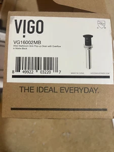 VIGO VG16002MB Badezimmer Waschbecken Pop-Up Ablauf mit Überlauf in Mattschwarz - Neu - Bild 1 von 8