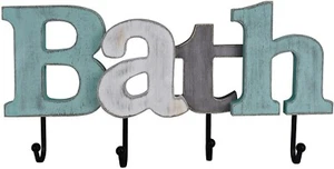 Multicolor Wooden Bath Word Sign Freestanding Block Letters Wall Mounted... - Picture 1 of 6