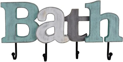 Multicolor Wooden Bath Word Sign Freestanding Block Letters Wall Mounted... - Image 1 of 4