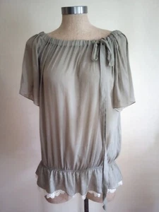 Red Valentino Blouse Womens Sz Small Silk Blend Romantic Girly Fem Filmy Lace - Picture 1 of 10