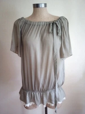 Blusa roja Valentino para mujer talla pequeña mezcla de seda romántica femenina encaje cinematográfico Foto 1 de 4