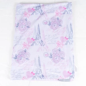 Nanette Lepore Baby Blanket Pink Reversible Paris Eiffel Tower Roses Heart 30x40 - Picture 1 of 6