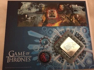 Game Of Thrones Ice  Royal Mail   Metal First Day  Stamp Cover with Stark Symbol - Picture 1 of 1