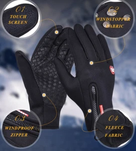 Guantes con cremallera con pantalla táctil impermeables cálidos de invierno - salida australiana en línea púrpura Z - Imagen 1 de 6