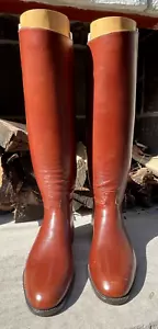 Stivali alti da equitazione John Lobb da uomo in pelle marrone su misura + alberi durati usati in ottime condizioni - Foto 1 di 24