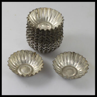 Vintage 20x Silber Metall Backen Muffins Kekse Kuchenformen Ringe Set Stern Sonne - Bild 1 von 4