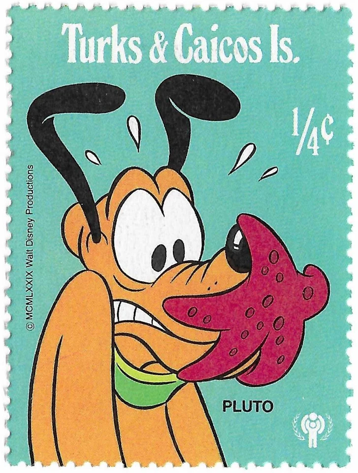 STAMP TURKS & CAICOS IS. SCOTT 399 "Disney-Pluto & Starfish" 1/4 CENT 1979 MH - Image 1 of 1