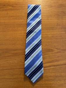 Recent Ermenegildo Zegna Silk Tie. Blue Green Silver Stripes. 58” x 3.5” - Picture 1 of 4