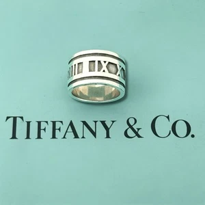 Tiffany & Co Ring- WIDE Atlas Roman Numerals ring- UK size I- Vintage 1995 - Picture 1 of 9