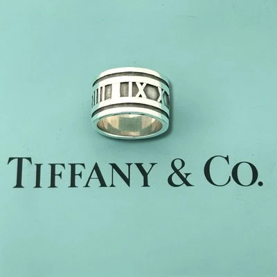 Tiffany & Co Ring- WIDE Atlas Roman Numerals ring- UK size I- Vintage 1995 - Image 1 of 4