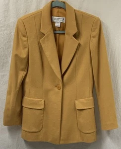 SAKS FIFTH AVENUE The Works Cashmere Blend Mustard Yellow Blazer Jacket 6 NEW - Picture 1 of 3