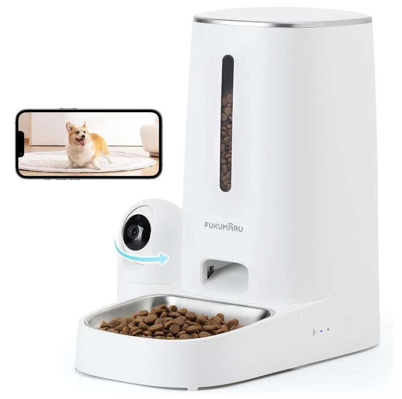 Automatic Cat Feeder with Rotating Camera,1080P HD Video with Night Vision, 5... - Image 1 of 4