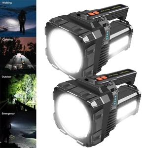2PC Rechargeable Searchlight Portable Super Bright Handheld Spotlight Flashlight - Picture 1 of 16