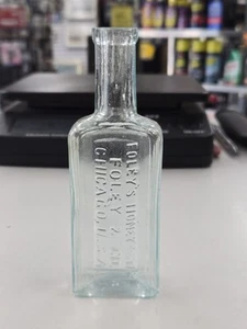Vintage Aqua Bottle Advertising Foley's Honey And Tar. Foley & Co. USA  - Picture 1 of 9